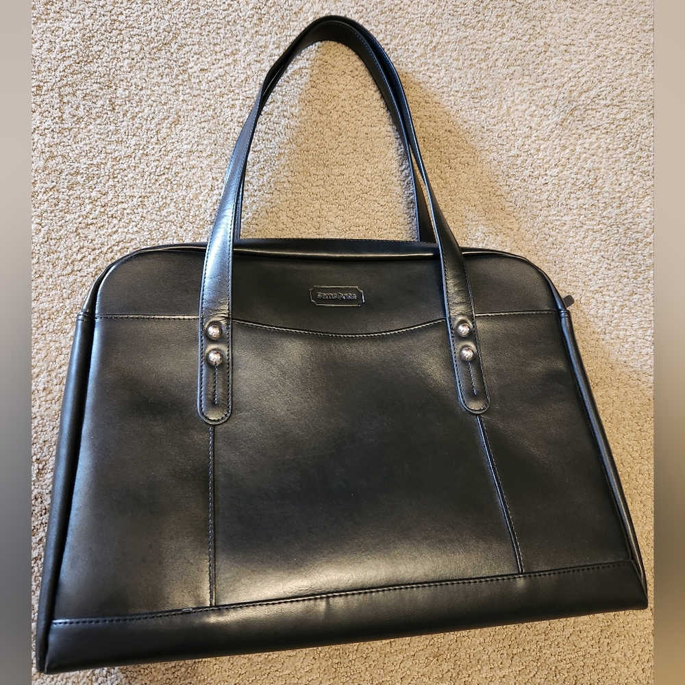 Samsonite Women's Black Leather Briefcase, Organizer Panel